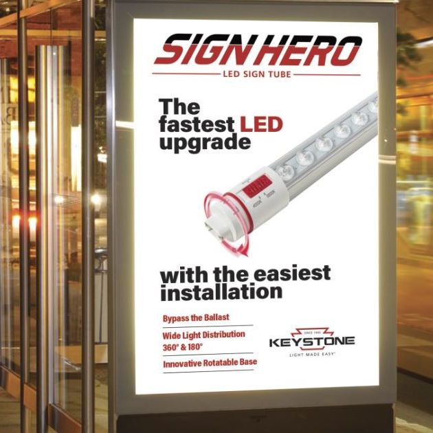 Keystone® Sign Hero 360 Double-Sided LED Lamp — 96", 42W, 5300 Lumen, 360° Beam Spread / Keystone
