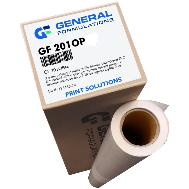 General Formulations GF 201OP Solvent Adhesive Matte White Opaque Vinyl